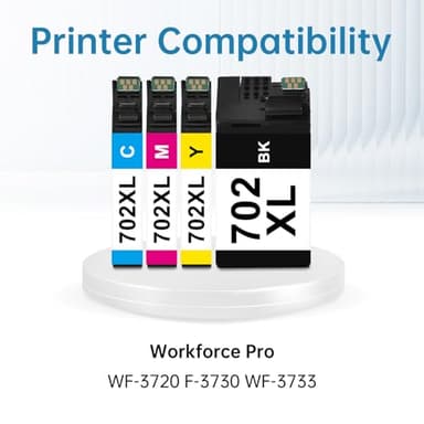 DNART Remanufactured 702XL 702 Ink Cartridges Combo Pack Fits for WF-3733, WF-3730, WF-3720 Printer, Ink 702 4 Pack (Black/Cyan/Magenta/Yellow) - Image 2