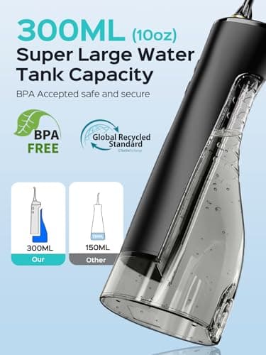 COSLUS Portable Water Flosser for Teeth: 10 Pressure Settings Professional Water Dental Pick for Orthodontic, Braces & Sensitive Gums - Cordless for Travel Use, for Adults Teens, BPA-Free, E40 - Image 7