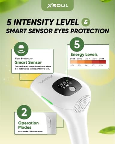 XSOUL At-Home IPL Hair Removal for Women and Men Permanent Hair Removal 999,999 Flashes Painless Hair Remover on Armpits Back Legs Arms Face Bikini Line, Corded - Image 6
