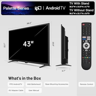FPD 43 Inch Smart TV Flat Screen Frame LED Television Full HD 1080p Google Cast Built in, Streaming Live Ultra Thin HDR10 Android TV, Bluetooth, Vesa, Hdmi, WiFi (Palette-Series 2025) - Image 8