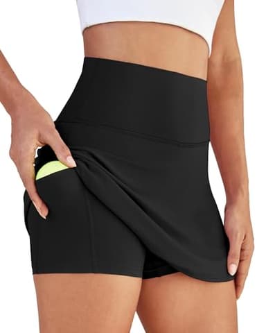 DLOODA Womens Skort Tennis Skirt with Pocket Shorts Mini Golf Skirts High Waisted Athletic Skorts Summer Workout Black - Image 2