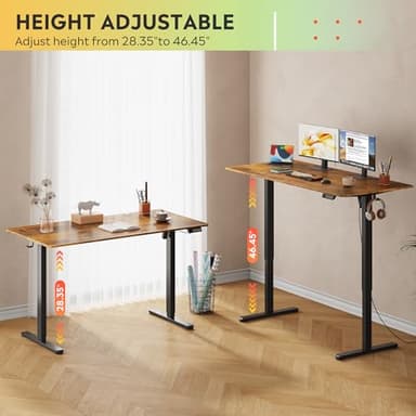 DEVAISE 55 x 28 Inches Electric Standing Desk, Adjustable Height Stand up Desk, 28" Deeper Desktop Sit to Stand Desk with 3 Memory Preset, Adjustable Computer Desk for Home Office (Rustic Brown) - Image 4