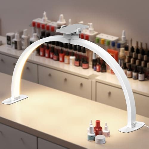 NEEWER Basics 29" Half Moon Nail Light for Desk, 36W Foldable Nail Tech Table Arc Lamp, LED Manicure Half Ring Light with Phone Holder for Makeup Beauty Tattoo Overhead Video Recording, HM02-D - Image 1