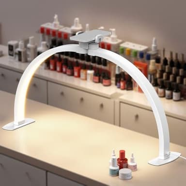 NEEWER Basics 29" Half Moon Nail Light for Desk, 36W Foldable Nail Tech Table Arc Lamp, LED Manicure Half Ring Light with Phone Holder for Makeup Beauty Tattoo Overhead Video Recording, HM02-D - Image 1
