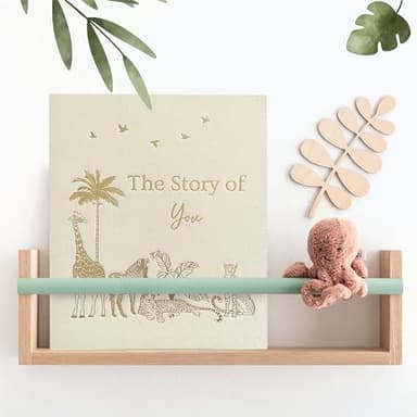 Eviepops Prints Baby Memory Book, Luxury Keepsake Gift for Mom to be, Milestone Record & Photo Album Birth to Age 5, Gender Neutral for Boy or Girl, Linen Fabric Safari Journal Scrapbook, Baby Shower - Image 5