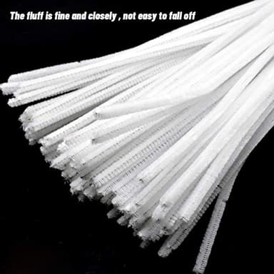 100 Pieces Pipe Cleaners Chenille Stem, Solid Color Pipe Cleaners Set for Pipe Cleaners DIY Arts Crafts Decorations, Chenille Stems Pipe Cleaners (White) - Image 4