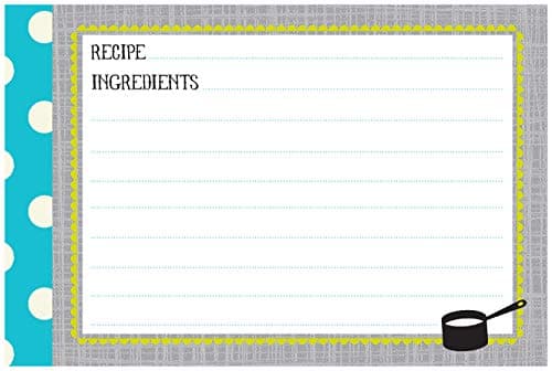 C.R. Gibson Baby Blue and White Polka Dot Blank Recipe Cards, 40pc, 4'' W x 6'' L - Image 1