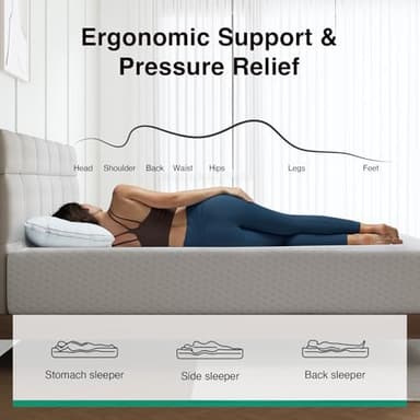 Novilla 12 Inch Mattress Queen Size, Queen Mattresses in a Box with Memory Comfort Foam & High-Density Support Foam for Refreshed Sleep & Pressure Relief with Edge Support Medium Firm - Image 2