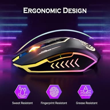 UHURU Wireless Gaming Mouse Up to 12000 DPI, Rechargeable USB-C Wireless Mouse with 7 Buttons 7 Dynamic LED Color Ergonomic Programmable MMO RPG for PC Laptop, Compatible with Windows Mac - Image 7