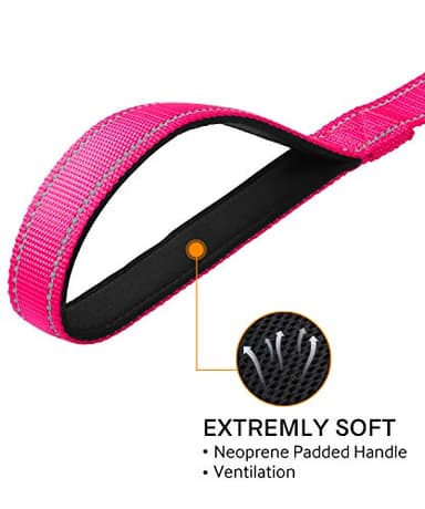 Joytale Dog Leash, 6 FT Double-Sided Reflective, Padded Handle Nylon Heavy Duty Leashes for Medium & Large Dogs Walking, Hotpink - Image 5