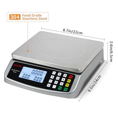 Food Scale 88lb/40kg Large Digital Kitchen Scale 0.05oz/1g with Price Computing Commercial Scale 304 Stainless Steel gram Scale for Baking Cooking Meat Restaurant ,USB or AA Battery(Included) - Image 2