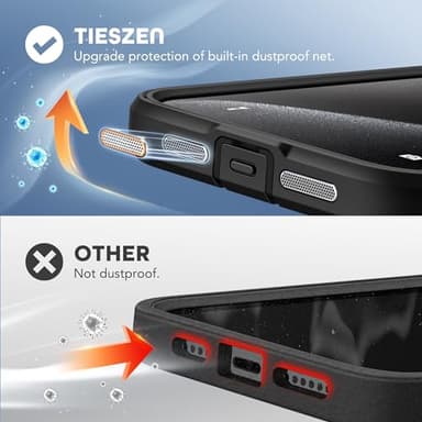 TIESZEN for iPhone 15 Pro Max Case, Compatible with MagSafe, Built-in Privacy Screen Protector and Camera Protection, Anti Spy Full Body Dustproof Shockproof Hard Phone Case 6.7", Black - Image 7