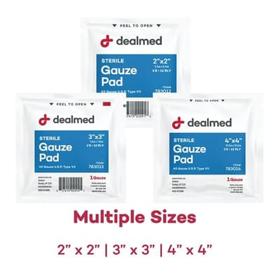 Dealmed 2’’ x 2’’ Sterile Gauze Pads (100 Count) Disposable and Individually Wrapped Medical Gauze Pads, Wound Care Product for First Aid Kit and Medical Facilities (Pack of 1) - Image 6