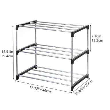 Jucaifu Stackable Small Shoe Rack, Entryway, Hallway and Closet Space Saving Storage and Organization (3-Tier, Black) - Image 3