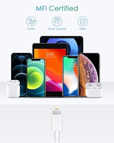 Fast Charger i Phone, 20W USB C Block with 6Ft Cable Compatible with IP 14/14 Pro/14 Plus/14 Pro Max/13/13 Mini/13 Pro/13 Pro Max/12/11/X & More - Image 6