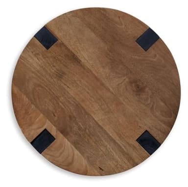 Signature Design by Ashley Hanneforth Farmhouse End Table with Angled Solid Wood Legs, Light Brown & Black - Image 7