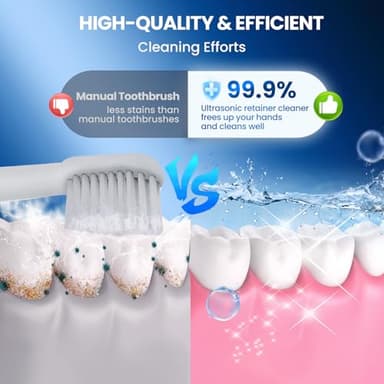 Ultrasonic Retainer Cleaner, 45kHz Retainer Cleaner Machine with 4 Modes Digital Timer, 200ML Denture Cleaner with Mouth Guards, Braces, Toothbrush Heads, Jewelry (White) - Image 2