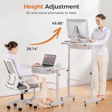 GTRACING Small Standing Desk Adjustable Height Small Computer Desk Mobile Portable Rolling Laptop Table with Wheels 32" Computer Workstation Sit Stand Desks Portable Standing Table Treadmill desks - Image 4