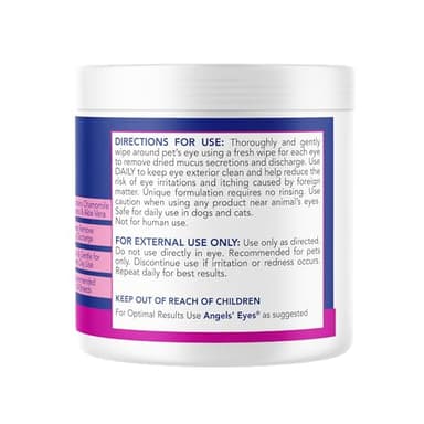 ANGELS' EYES Gentle Tear Stain & Pet Eye Wipes for All Dogs & Cats Textured Grooming Wipes Remove Discharge & Mucus, Reduce Tear Stains, Hypoallergenic with Aloe & Chamomile, 100ct - Image 7