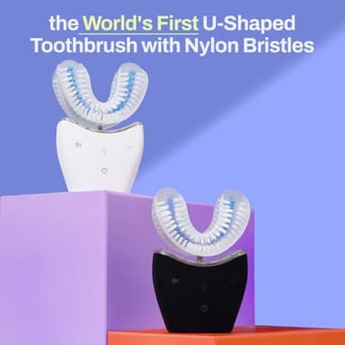 autobrush U Shaped Electric Toothbrush, ADA Accepted, Sonic Pro with Unique 360° Nylon Bristles, 3 Cleaning Modes, Ultrasonic, LED Lights, Rechargeable, Waterproof (Women's Small, White) - Image 3