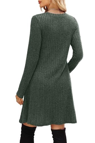 Sweater Dress Long Sleeve Dress for Women Fall Dresses for Women 2025 Tunic Winter Christmas Dresses Fall Maternity Clothes Green L - Image 5