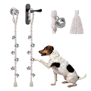 GINIDEAR Dog Bells to Go Outside & Puppy Potty Training, Adjustable Dog Door Bell Ring to Go Potty, Handmade with Premium Yarn. Twisted Style, Beige 2 Count - Image 1