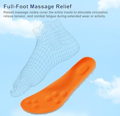 Steppers Insoles for Men Women, 4D Memory Foam Cloud Insoles, Comfortable and Breathable Massage Shoe Inserts with Arch Support, Trim to Fit All Shoe Types(1Pair-Orange, Men 9-10/Women 11-12) - Image 8