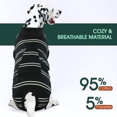 Kuoser Dog Surgery Recovery Suit for Female Male Dogs, Stripes Spay Neuter Anti-Licking Dog Onesie, Surgical Suit Snugly Pet Post Surgery Vest Bodysuit for Abdominal Wounds Skin Disease, Black XL - Image 4