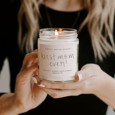 Sweet Water Decor, Best Mom Ever Candle - Sea Salt, Jasmine, Cream, and Wood Scented Soy Wax Candle for Mom - 9oz Clear Jar, 40 Hour Burn Time, Made in The USA - Image 5