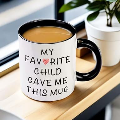 YOETTE Gifts for Mom Dad from Daughter Son, Mother Father Birthday New Mom Christmas Gift for Women, My Favorite Child Gave Me This Coffee Mug 11oz Black cup - Image 4