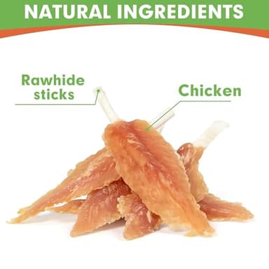 MON2SUN Dog Rawhide Twist 4-4.5 Inch Chicken Wrapped Rawhide Sticks for Puppy and Small Dogs, Promotes Dental Health Treats (18.34 Ounce -Pack of 1) - Image 2