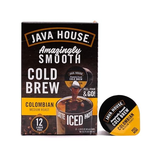 Java House Single-Serve Cold Brew Coffee Pods – Premium 100% Arabica Liquid Concentrate – Smooth & Bold Colombian Roast – 12 Pods – Ready Hot or Iced, Travel-Friendly, TSA Approved - Image 1