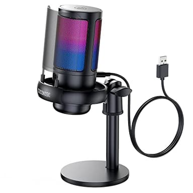 COCONISE Gaming Microphone, USB PC Mic for Podcasts Videos, Streaming, Condenser Mic with Quick Mute, Tripod Stand, Pop Filter, RGB Indicator, Shock Mount, Rotate gain button, Compatible with PS4/5/PC - Image 1