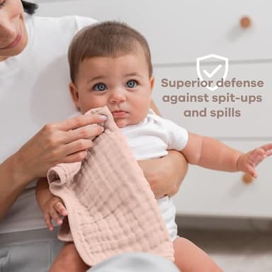 Comfy Cubs Muslin Burp Cloths 20" x 10", Pack of 10 - Large, 6-Layer, Ultra Absorbent 100% Cotton for Baby Drool and Messes - Soft, Safe & Gentle Baby Burp Cloths for Boys & Girls - Multi - Image 4