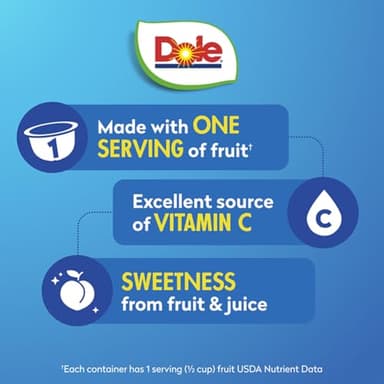Dole Fruit Bowls Diced Peaches in 100% Juice Snacks, 4oz 36 Total Cups, Gluten & Dairy Free, Bulk Lunch Snacks for Kids & Adults - Image 3