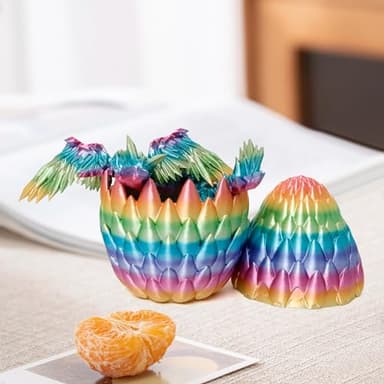Flavery 3D Printed Dragon Egg, 9" Rainbow Flying Dragon in Colorful Eggs, Easter Basket Essentials,Fidget Toy for Birthday Gift, Flexible Desk Figure Decor, Easter Basket Stuffers (Rainbow) - Image 6