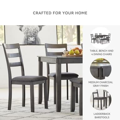 Signature Design by Ashley Bridson Modern 6 Piece Dining Set, Includes Dining Table, 4 Chairs & Bench, Gray - Image 5