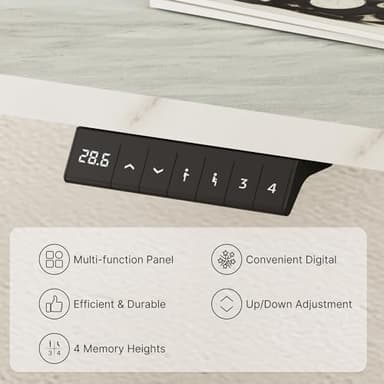FLEXISPOT EN2 Whole-Piece Standing Desk with Clamp Power Strip, 55 x 28 Electric Stand Up Height Adjustable Desk with Cable Management (White Frame + 55" Marble Grey Top, 2 Packages) - Image 8