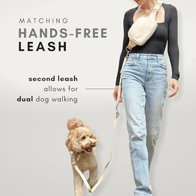 Hands Free Leash and Belt Bag | Cream, Leash Only - Image 2