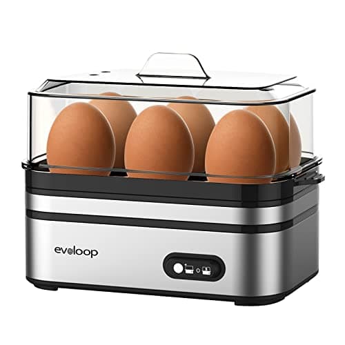 Evoloop Rapid Egg Cooker Electric 6 Eggs Capacity, Soft, Medium, Hard Boiled, Poacher, Omelet Maker Egg Poacher With Auto Shut-Off, BPA Free - Image 1