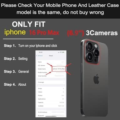 Thryxop Compatible with iPhone 16 Pro Max 6.9 Inch Wallet Case,Genuine Leather Shockproof Anti-Fall, Flip Cover with Card Slot, Double Magnetic Buckle,Kickstand Durable, Gray Brown - Image 4