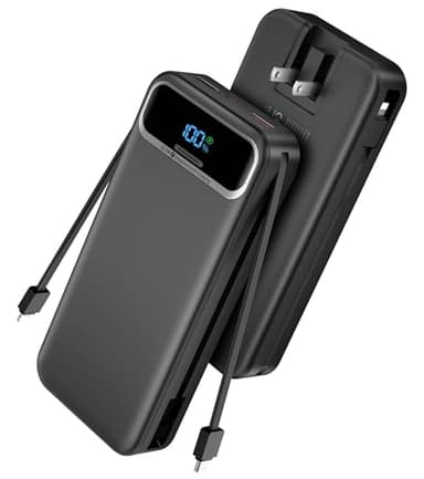 Portable Charger Power Bank with Built in Cables and AC Wall Plug,PD20W&SCP22.5W USB-C Super Fast Charging,20000mAh Travel Phone Charging,LED Display Battery Pack Compatible All iPhone Samsung etc - Image 1
