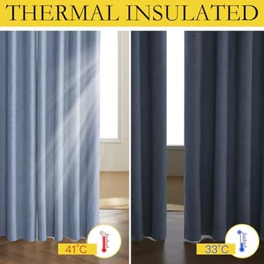 NICETOWN Stone Blue Vintage Linen 100% Blackout Curtains for Living Room, Thermal Insulated Curtains 84“ Long, Noise Reducing Window Treatment Drapes for Hall Room, 52" Wide Per Panel, Set of 2 - Image 4