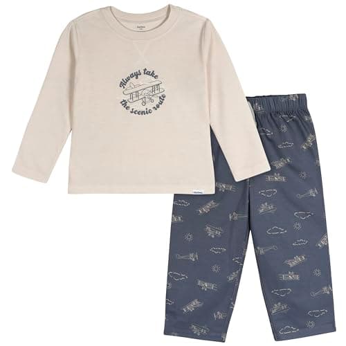 Gerber Toddler Boys' 2-Piece Pajama Set (Flame Resistant Long-Sleeve Top + Bottom), Airplane, 5T - Image 1