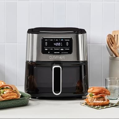 Cuisinart Air Fryer, 6-Quart Basket Large Fryer with 5 Cooking Functions to Roast, Bake, Broil, Air Fry and Keep Warm, 5 Airfryer Presets, Dishwasher-Safe Parts, AIR-200, Stainless Steel & Black - Image 2