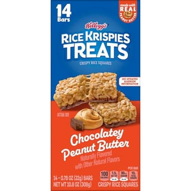 Rice Krispies Treats Crispy Rice Squares, Snack Bars, Chocolatey Peanut Butter, 10.8oz Box (14 Count) - Image 7