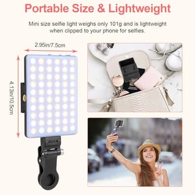 XINBAOHONG Rechargeable Clip Fill Video Conference Light, Selfie Light for Phone Android Camera iPad Laptop LED Phone for Makeup TikTok Selfie Vlog - Image 5
