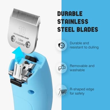FuzzyFix Professional Dog Clippers for Grooming - 2 Speed Pet Grooming Kit for Thick Curly Matted Coats - Low Noise Heavy Duty Cordless Hair Trimmer with Detachable Metal Blade for Animal/Pet/Horse - Image 5