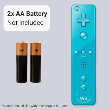 Wii Remote with Motion Plus - Wireless Bluetooth Game Controller - Official Wii and Wii U Compatible - 2 Pack (Renewed) (Blue) - Image 7