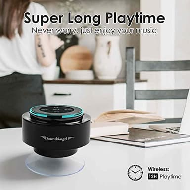 XLeader, Upgraded, Pro Shower Speaker, Certified IPX7 Waterproof Bluetooth Speaker with Suction Cup, Hook Clip, Built-in Mic, Crystal Sound&Rich Bass, up to 12H Playtime, Ideal Gifts - SoundAngel Mate - Image 4